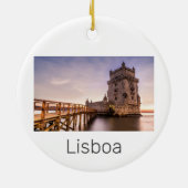 Lissabon Portugal Torre de Belém Sunset Holiday Keramisch Ornament (Achterkant)