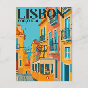 Lissabon Portugal Tram Reis Retrostijl Briefkaart