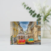 Lissabon Portugal Trams Stad Feestdagenkaart (Staand voorkant)