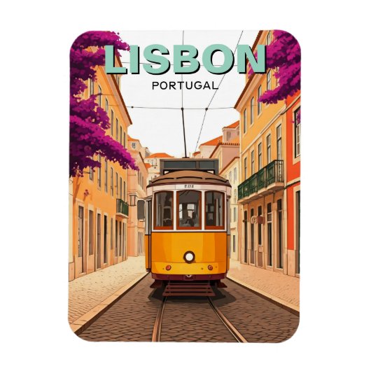 Lissabon Portugal Travel Yellow Tram Magneet (Verticaal)
