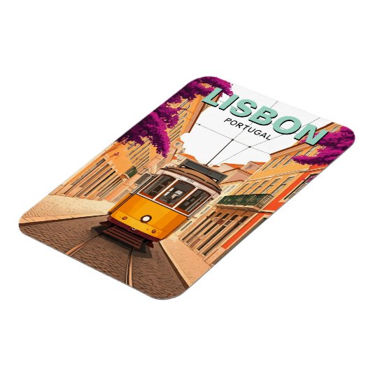 Lissabon Portugal Travel Yellow Tram Magneet (Linkerzijde)