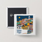 Lissabon Portugal Vierkante Button 5,1 Cm (Voorkant /achterkant)