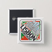 Lissabon Portugal Vierkante Button 5,1 Cm (Voorkant /achterkant)
