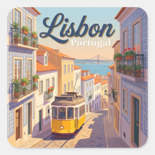 Lissabon Portugal Vierkante Sticker