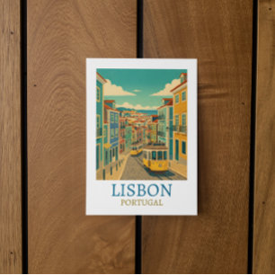 Lissabon Portugal Vintage Reisillustratie Briefkaart