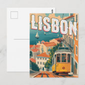 Lissabon, Portugal Vintage Reizen Briefkaart (Voorkant / Achterkant)
