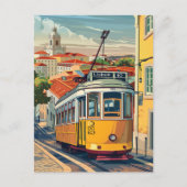 Lissabon Portugal Vintage Retro Reizen Illustratie Briefkaart (Voorkant)