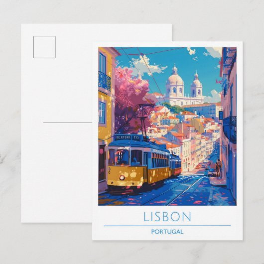 Lissabon Portugal Vintage Travel Briefkaart (Voorkant / Achterkant)