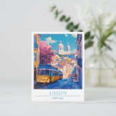 Lissabon Portugal Vintage Travel Briefkaart (Staand voorkant)
