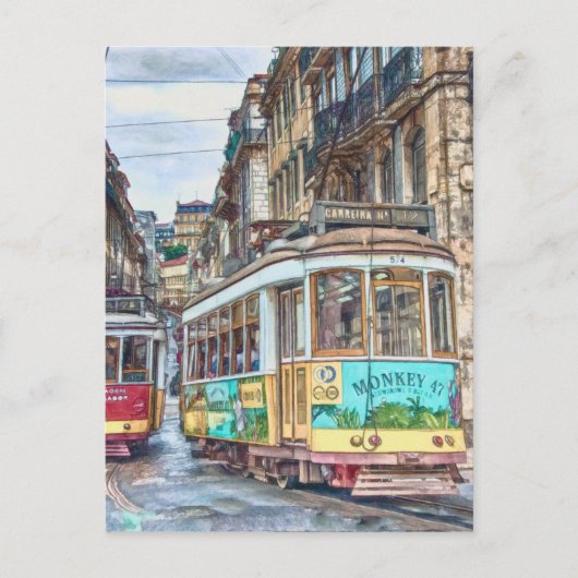 Lissabon Portugal Vintage Travel Briefkaart (Voorkant)