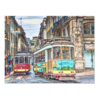 Lissabon Portugal Vintage Travel Foto Afdruk