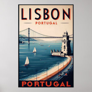 Lissabon Portugal Vintage Travel Poster