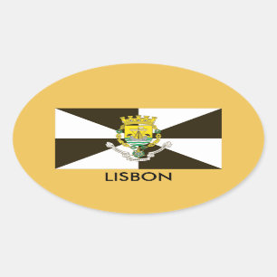 Lissabon Portugal Vlag oval Sticker