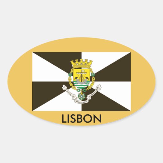 Lissabon Portugal Vlag Ovale Sticker (Voorkant)
