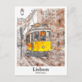 Lissabon Portugal Waterverf met de hand getekend Briefkaart (Voorkant)