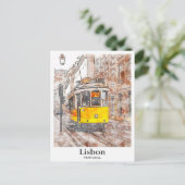 Lissabon Portugal Waterverf met de hand getekend Briefkaart (Staand voorkant)