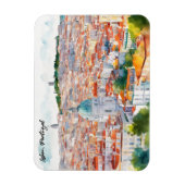 Lissabon Portugal Waterverf Panorama Uitzicht Magneet (Verticaal)