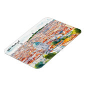 Lissabon Portugal Waterverf Panorama Uitzicht Magneet (Linkerzijde)