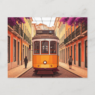 Lissabon Portugal Yellow Tram Briefkaart