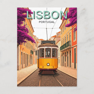 Lissabon Portugal Yellow Tram Briefkaart
