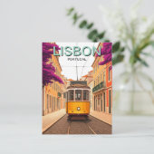 Lissabon Portugal Yellow Tram Briefkaart (Staand voorkant)