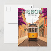 Lissabon Portugal Yellow Tram Briefkaart (Voorkant / Achterkant)