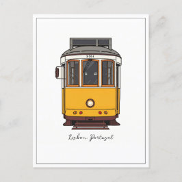 Lissabon Portugal Yellow Tram Front Uitzicht Briefkaart