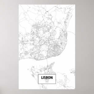 Lissabon, Portugal (zwart op wit) Poster