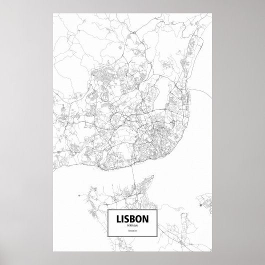 Lissabon, Portugal (zwart op wit) Poster (Voorkant)