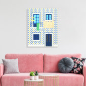 Lissabon Portugees huis met tegels en vogel Canvas Afdruk (Insitu (Woonkamer))