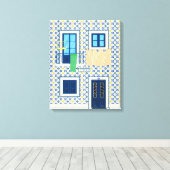 Lissabon Portugees huis met tegels en vogel Canvas Afdruk (Insitu (Houten vloer))