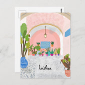 Lissabon reis kleurrijk briefkaart (Voorkant / Achterkant)