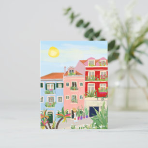 Lissabon reis kleurrijk briefkaart