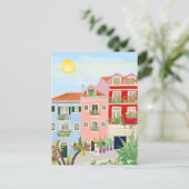 Lissabon reis kleurrijk briefkaart (Staand voorkant)