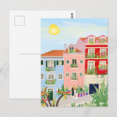 Lissabon reis kleurrijk briefkaart (Voorkant / Achterkant)