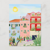 Lissabon reis kleurrijk briefkaart (Voorkant)