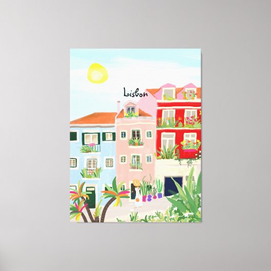 Lissabon reis kleurrijk canvas afdruk (Voorkant)