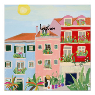 Lissabon reis kleurrijk perfect poster
