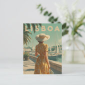Lissabon reis vintage briefkaart (Staand voorkant)