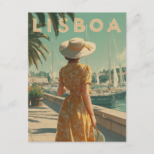 Lissabon reis vintage briefkaart (Voorkant)
