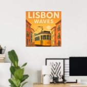 Lissabon Retro Reizen: kunst uit het midden van de Poster (Thuiskantoor)