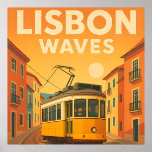 Lissabon Retro Reizen: kunst uit het midden van de Poster