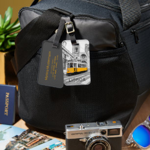 Lissabon Retro Tram Portugal  Streetcar Bagagelabel