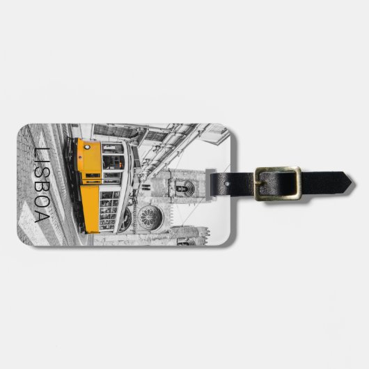 Lissabon Retro Tram Portugal  Streetcar Bagagelabel (Voorkant horizontaal)