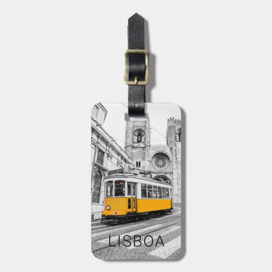 Lissabon Retro Tram Portugal  Streetcar Bagagelabel (Voorkant verticaal)