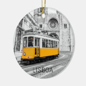 Lissabon Retro Tram Portugal  Streetcar Keramisch Ornament (Links)