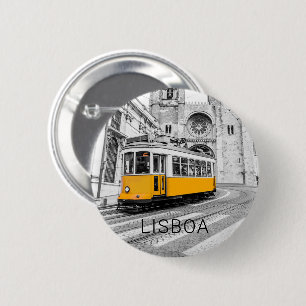 Lissabon Retro Tram Portugal  Streetcar Ronde Button 5,7 Cm