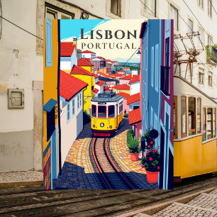 Lissabon Retro Tram Ride Vintage Reizen Briefkaart