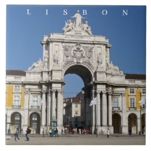 Lissabon Rua Augusta Arch uitzicht keramische tege Tegeltje