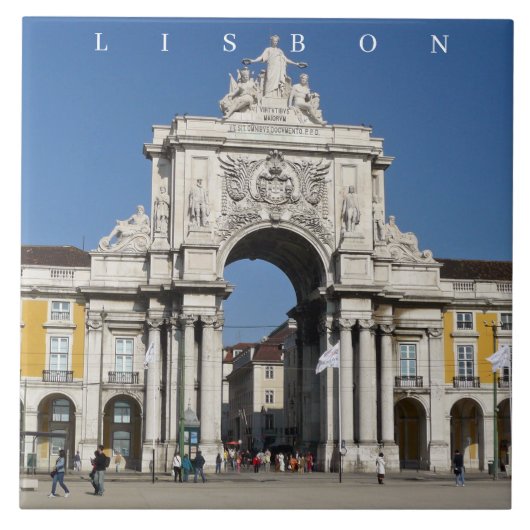 Lissabon Rua Augusta Arch uitzicht keramische tege Tegeltje (Voorkant)